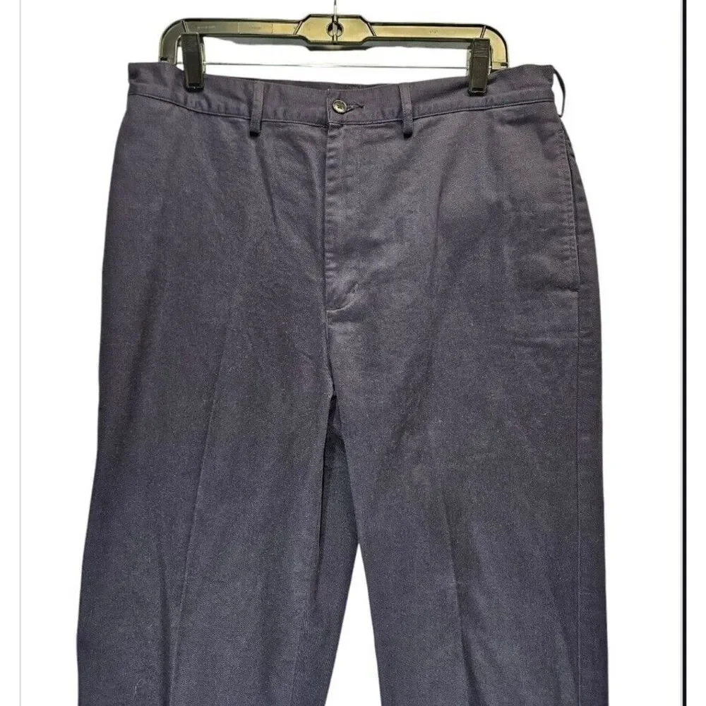 Lands End Chino Dress Pants 34x30 Regular Fit Navy Blue‎ Classic Preppy Golf
